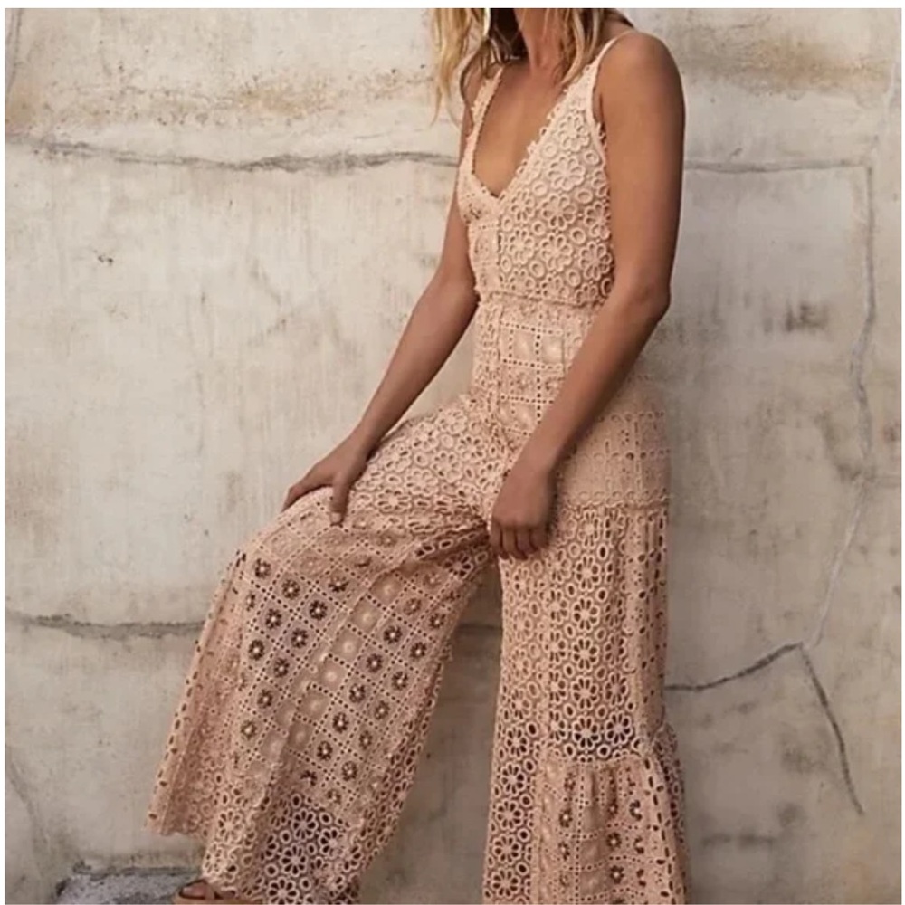 FP ONE free people Yesenia Jumpsuit Crotchet SIZE SMALL - Picture 2 of 8
